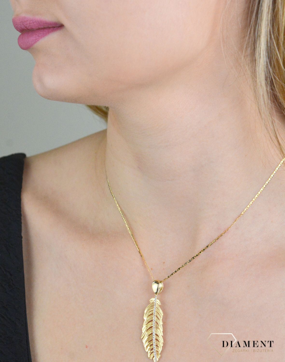 Złota zawieszka 585 piórko ZA 7453 585.jpg